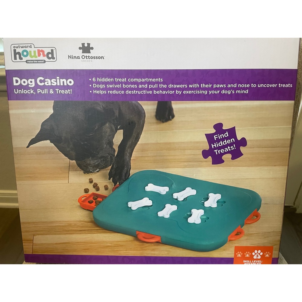 Outward Hound Nina Ottosson Dog Casino Interactive Treat Puzzle Toy Level 3 Teal